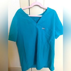 Figs womens Teal Catarina Scrub top (Size S) Top & Zamora Jogger Scrub Pants Set